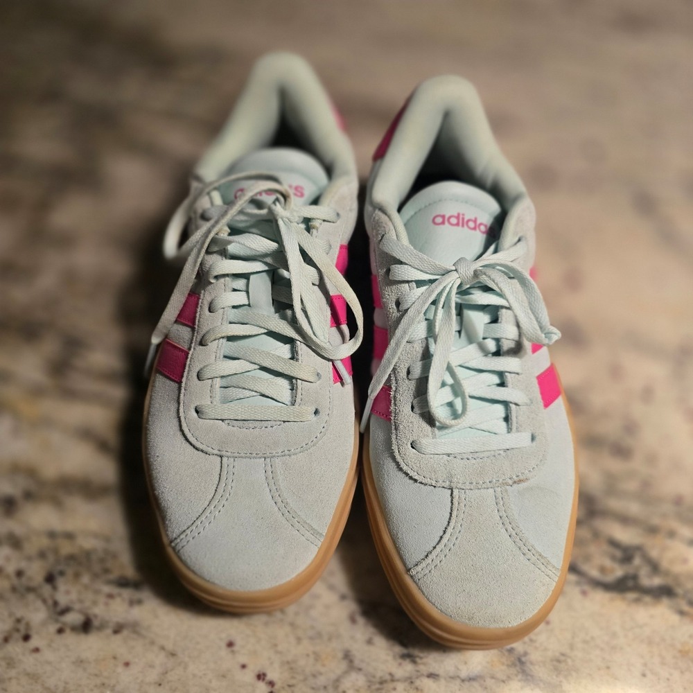 Adidas VL Court Bold Womens Shoes Mint Pink Platform Gum Sole JP7628 Size 7